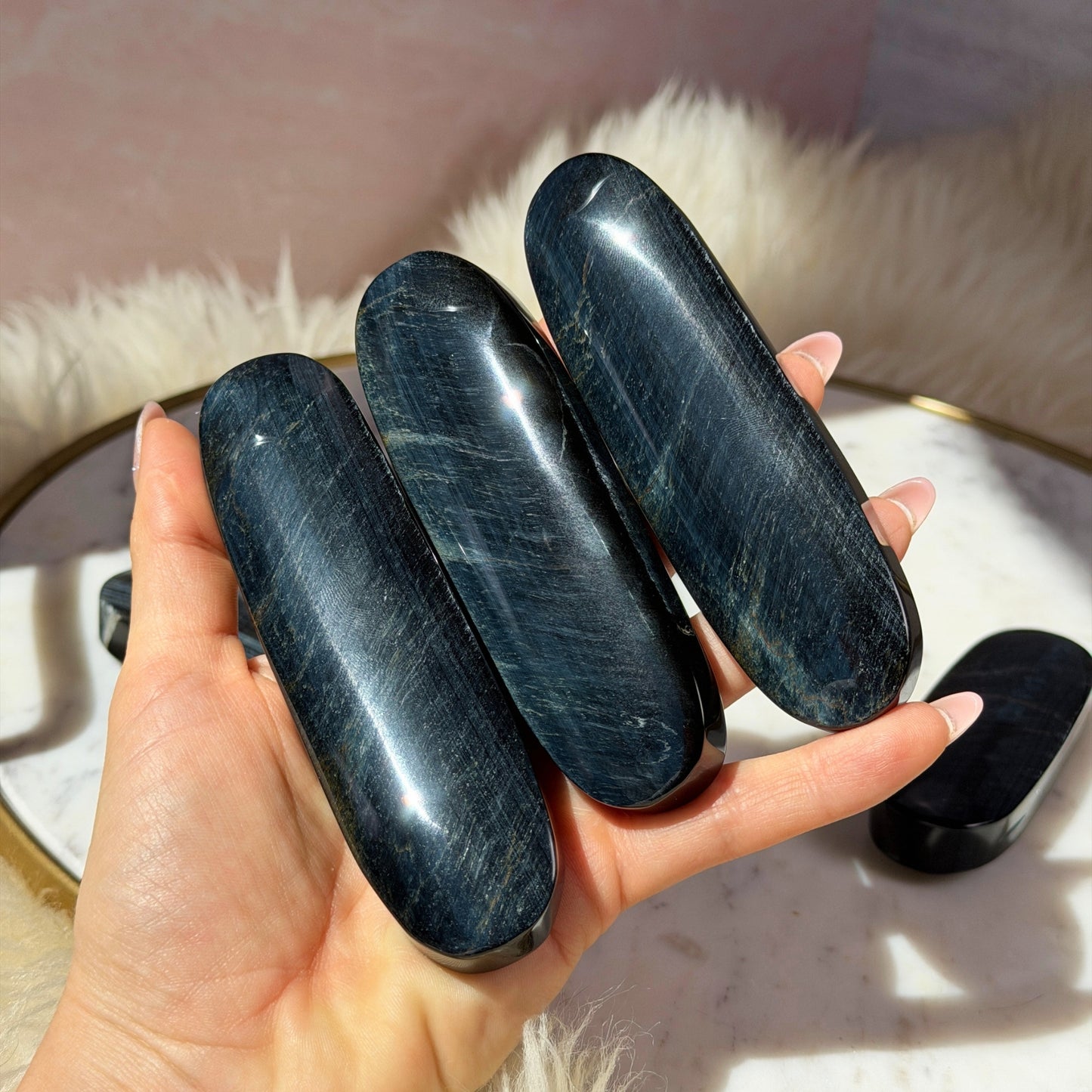 Blue Tiger Eye Palm Stone | Natural South Africa Crystal