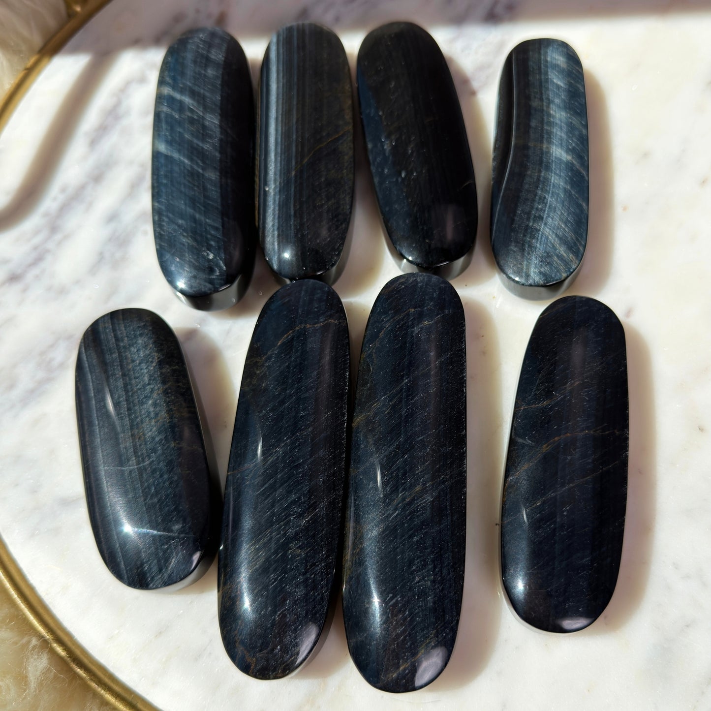 Blue Tiger Eye Palm Stone | Natural South Africa Crystal