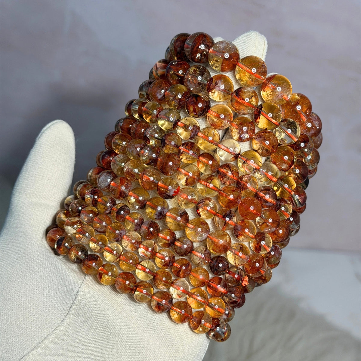 Citrine with Fire Quartz Beaded Bracelet (Bead size: 7-12mm)
