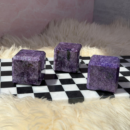 Charoite Cube 0.7lb | Natural Russia Crystal