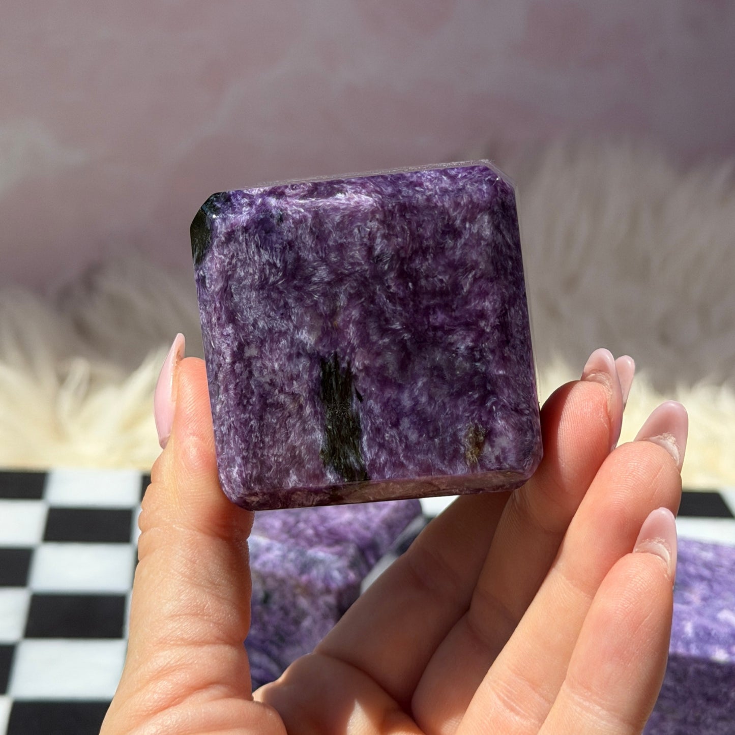Charoite Cube 0.7lb | Natural Russia Crystal