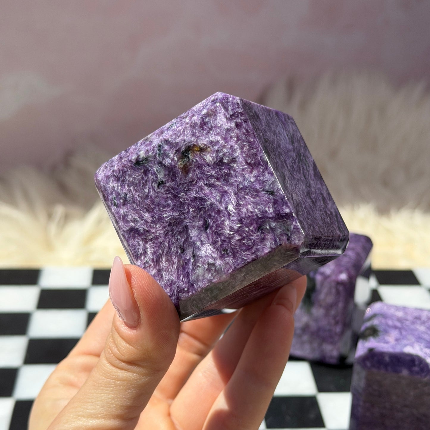 Charoite Cube 0.7lb | Natural Russia Crystal