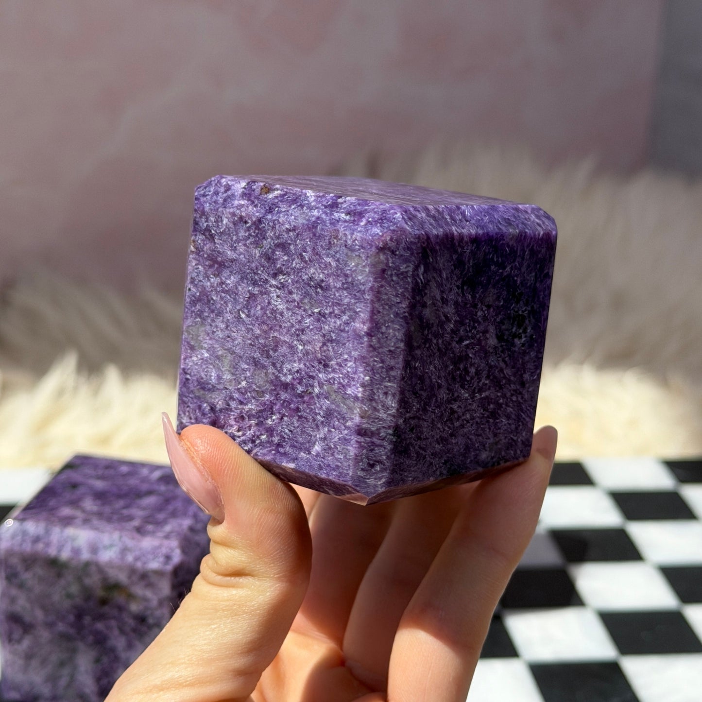 Charoite Cube 0.7lb | Natural Russia Crystal