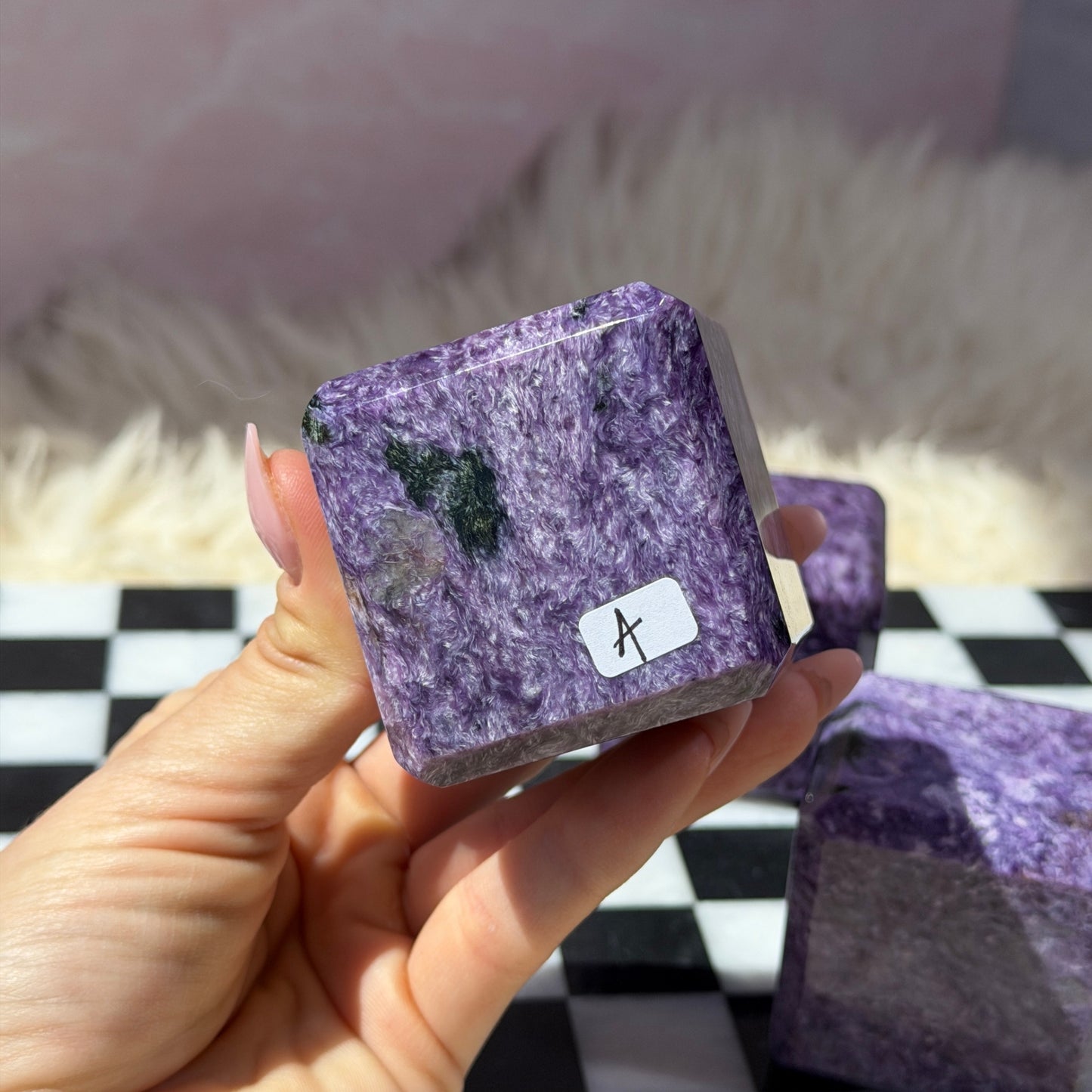 Charoite Cube 0.7lb | Natural Russia Crystal