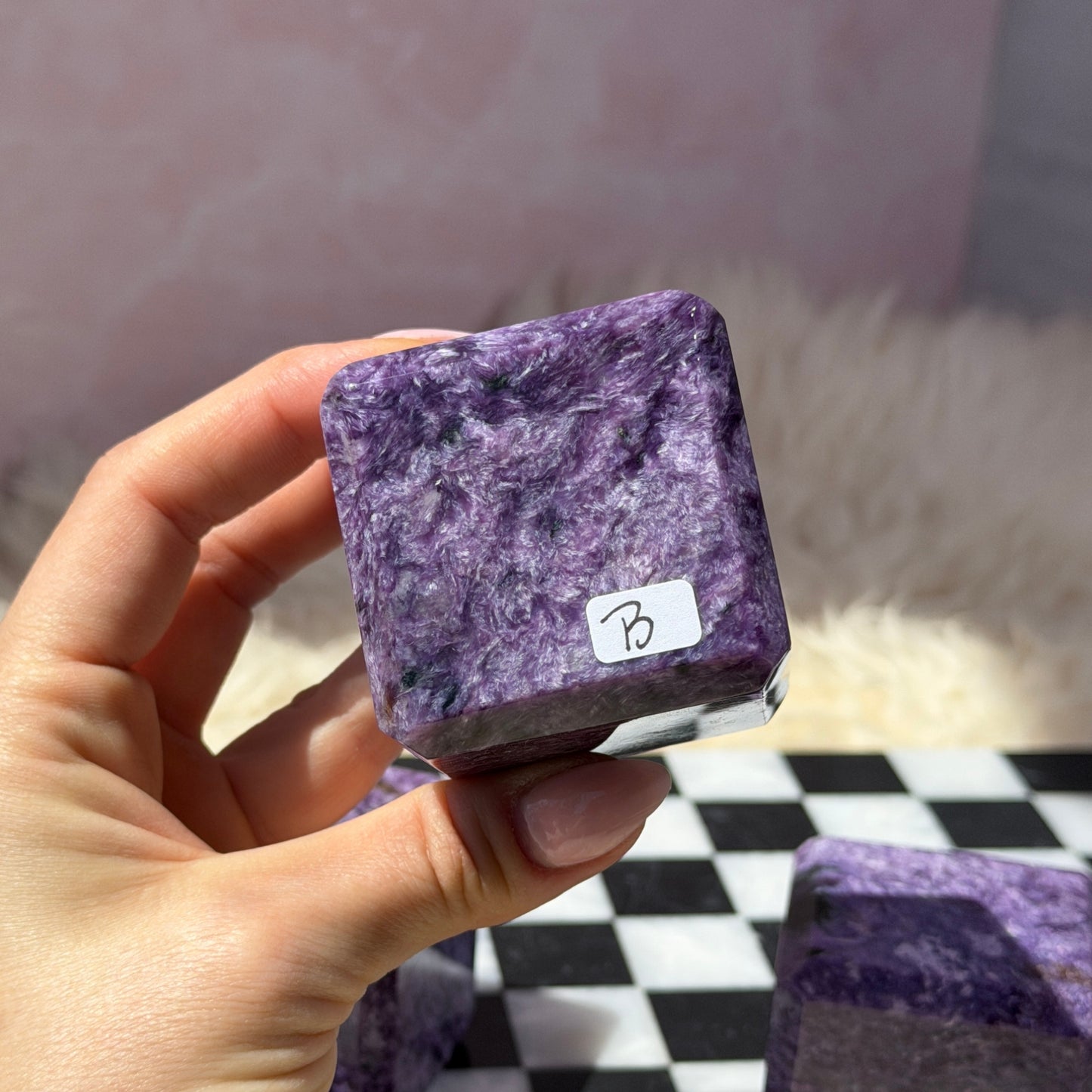 Charoite Cube 0.7lb | Natural Russia Crystal