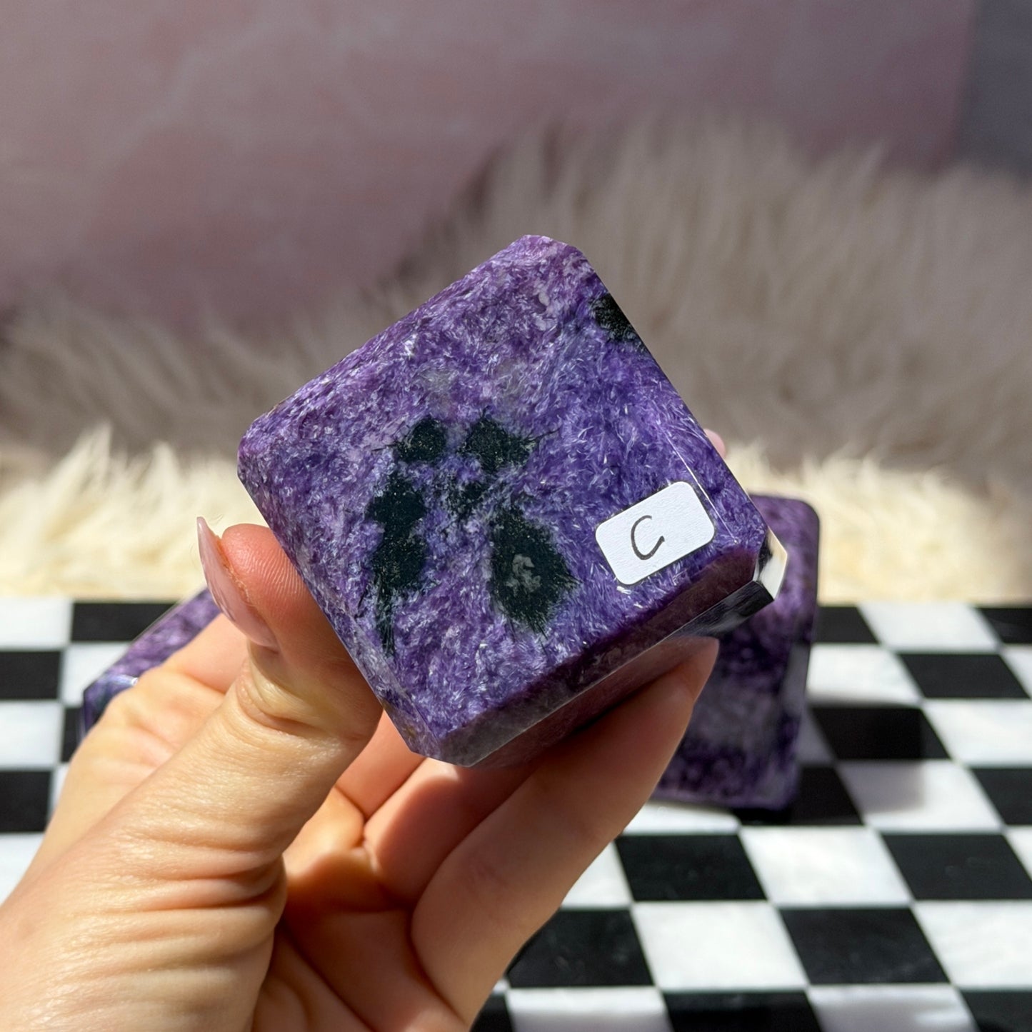 Charoite Cube 0.7lb | Natural Russia Crystal