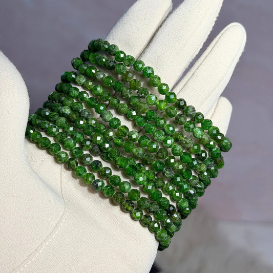Faceted Chrome Diopside Beaded Bracelet (Bead size: 5mm)
