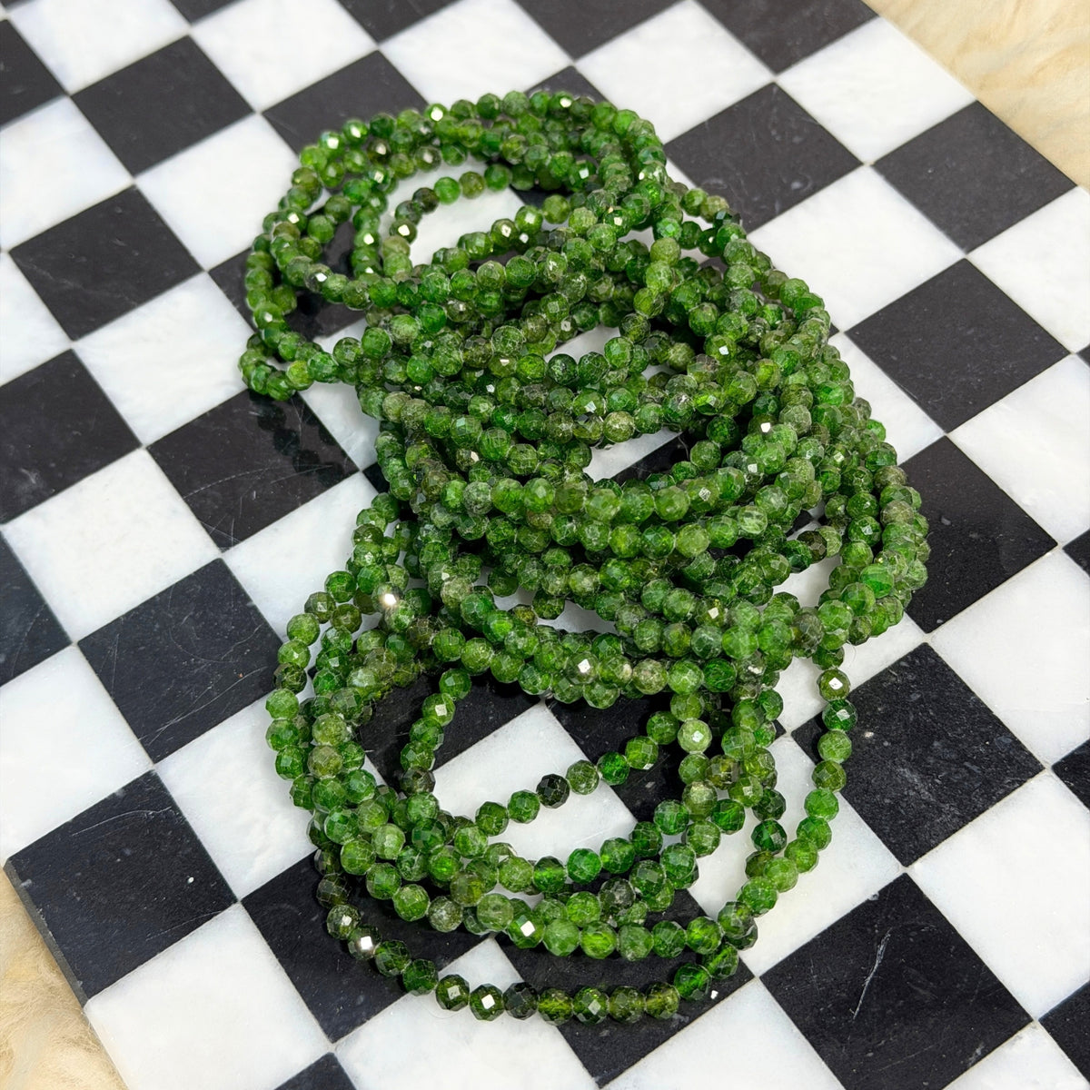 Faceted Chrome Diopside Beaded Bracelet (Bead size: 5mm)