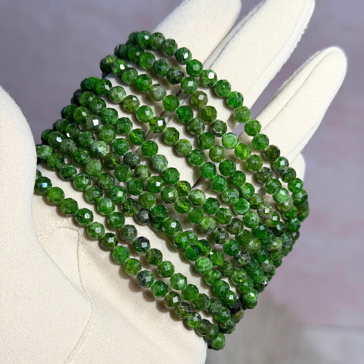 Faceted Chrome Diopside Beaded Bracelet (Bead size: 5mm)