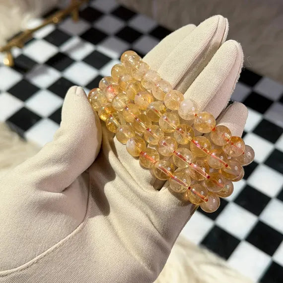 Citrine Beaded Bracelet Brazilian Gemstone Jewelry (Bead size: 8mm)