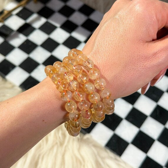 Citrine Beaded Bracelet Brazilian Gemstone Jewelry (Bead size: 8mm)