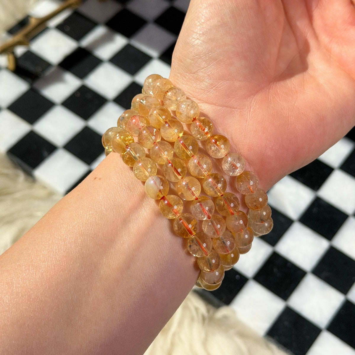 Citrine Beaded Bracelet Brazilian Gemstone Jewelry (Bead size: 8mm)