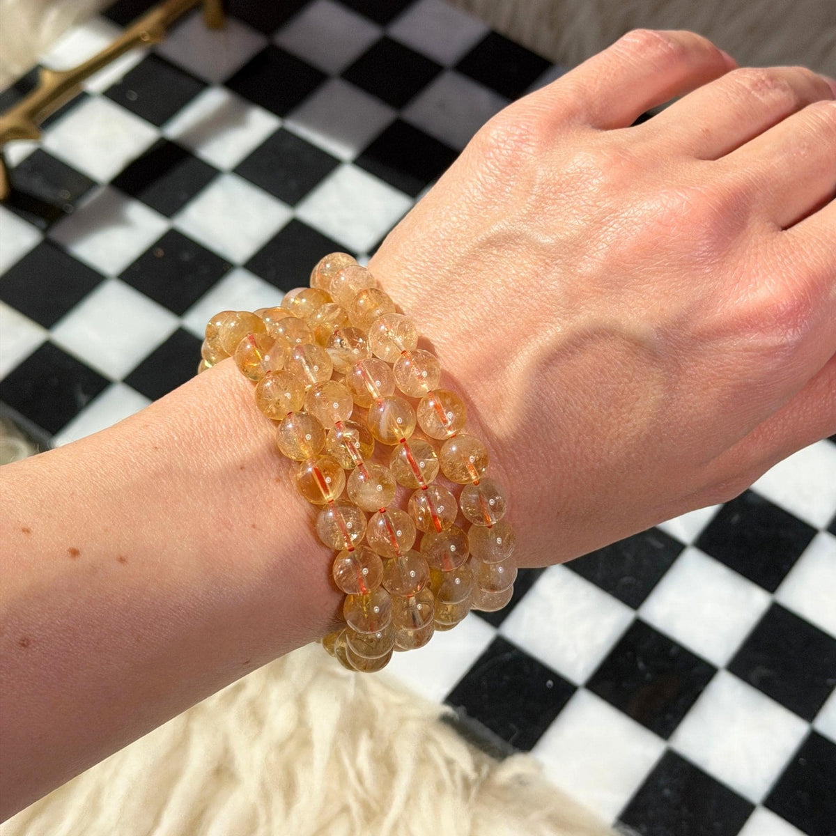 Citrine Beaded Bracelet Brazilian Gemstone Jewelry (Bead size: 8mm)