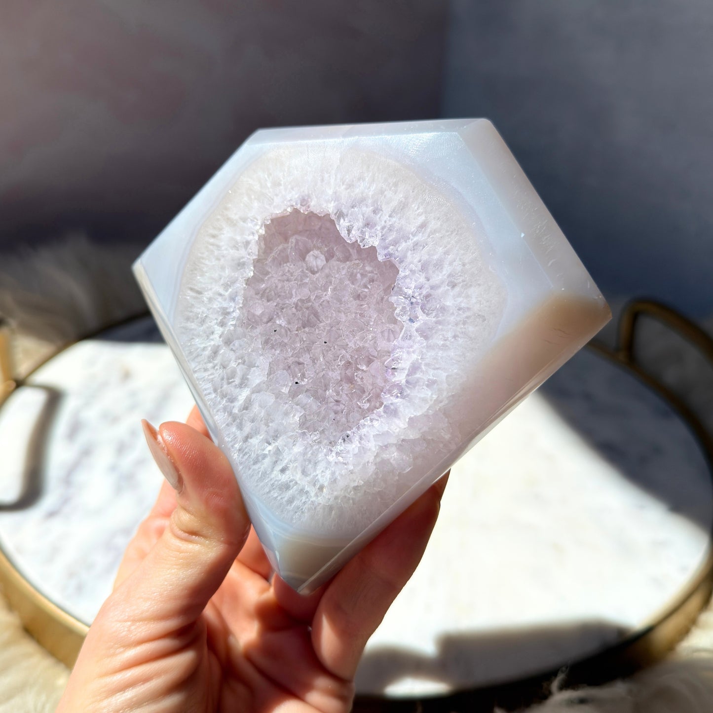 Druzy Agate Diamond with Stand 1 lb | Brazil