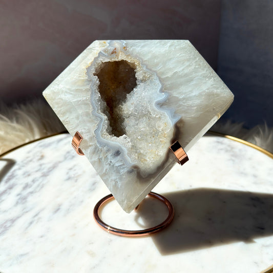 Druzy Agate Diamond with Metal Stand 2.6 lbs | Brazil
