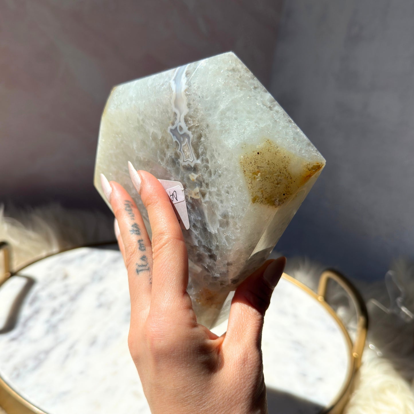 Druzy Agate Diamond with Metal Stand 2.6 lbs | Brazil