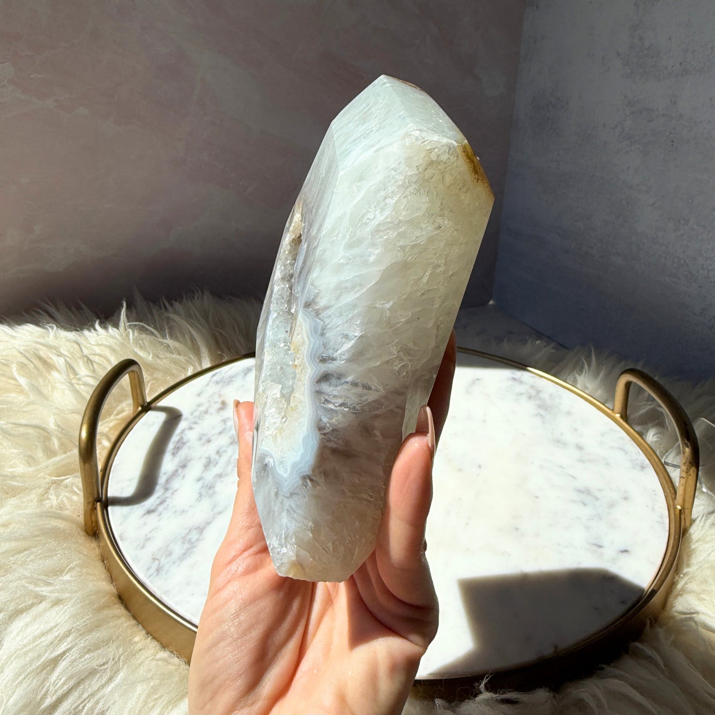 Druzy Agate Diamond with Metal Stand 2.6 lbs | Brazil