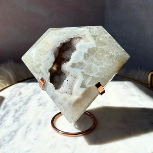 Druzy Agate Diamond with Metal Stand 2.76 lbs | Brazil