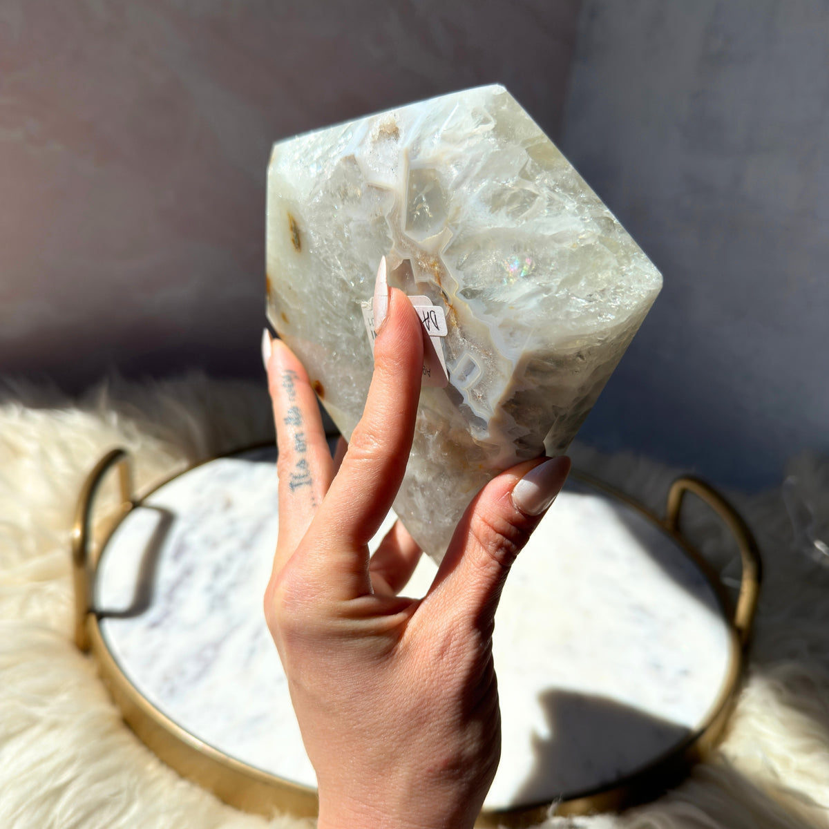 Druzy Agate Diamond with Metal Stand 2.76 lbs | Brazil