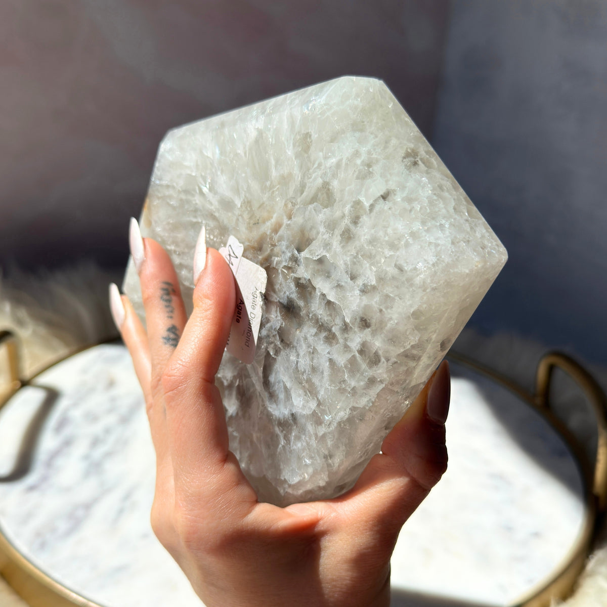 Druzy Agate Diamond with Metal Stand 2.5 lbs | Brazil