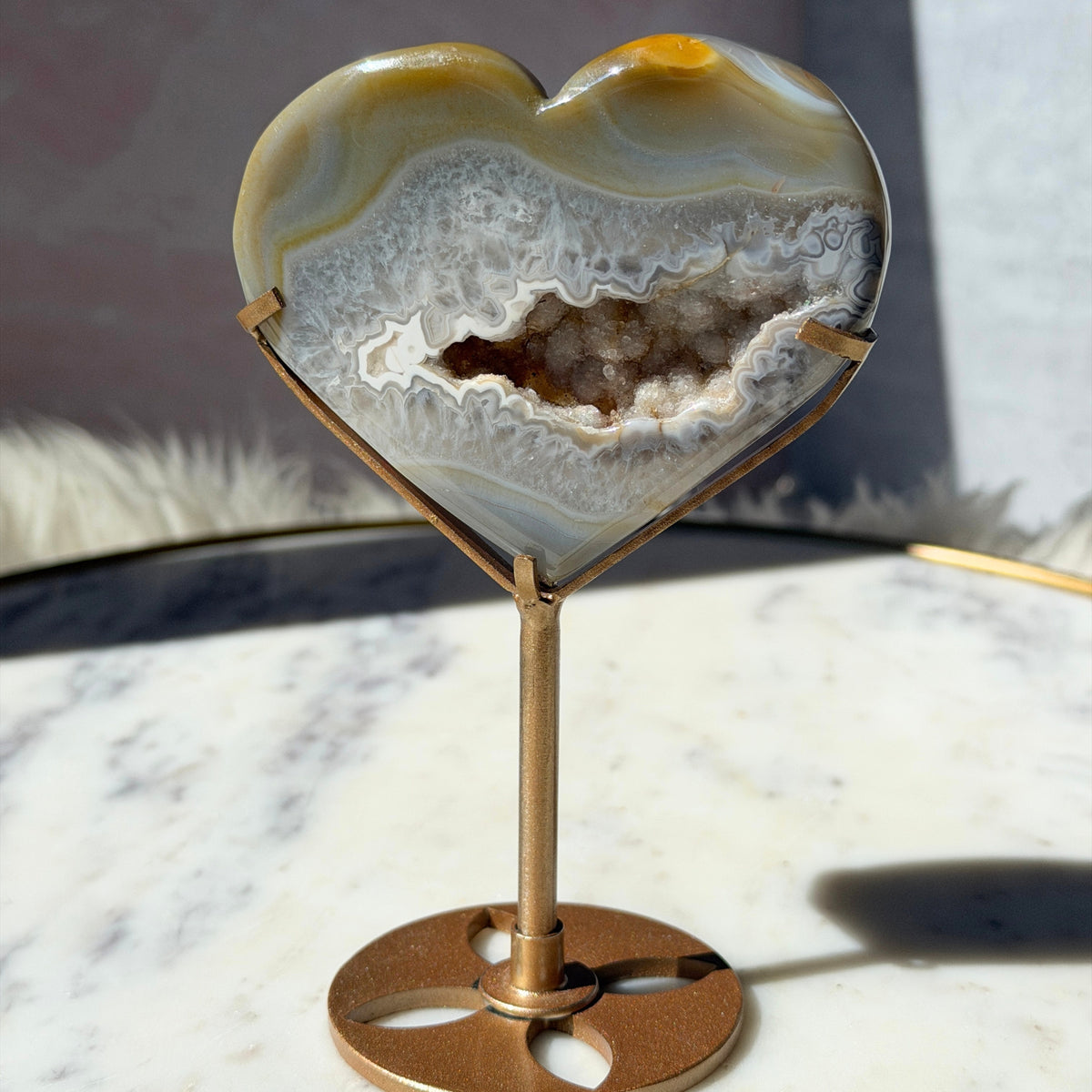 Druzy Agate Heart on Stand 0.43 lb | Brazil