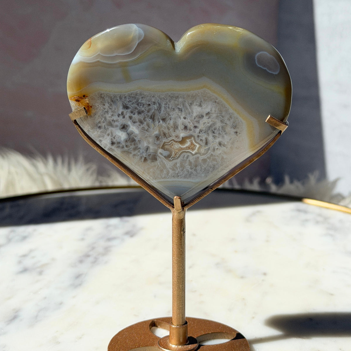 Druzy Agate Heart on Stand 0.43 lb | Brazil