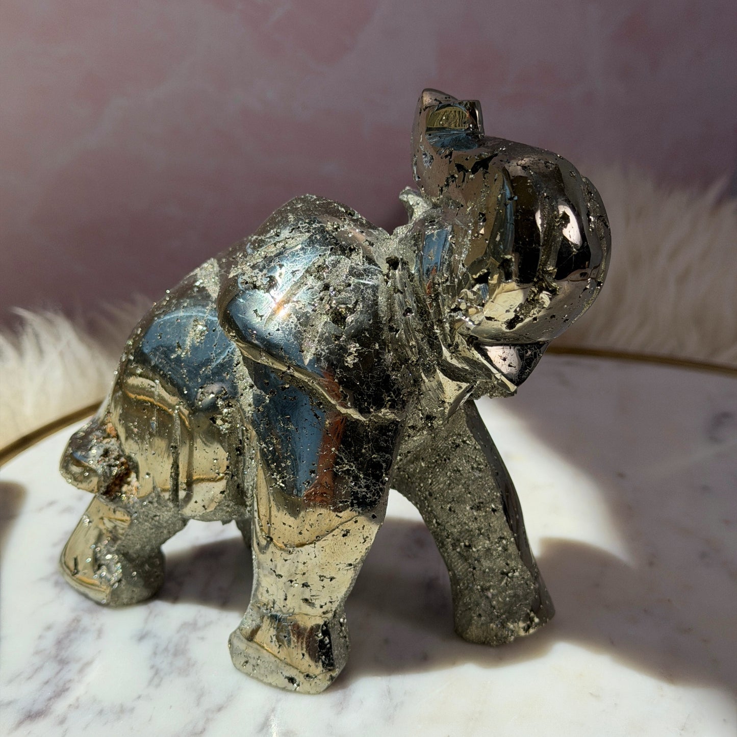 Pyrite Elephant Carving 3.5lb | Natural Peru Crystal Decor