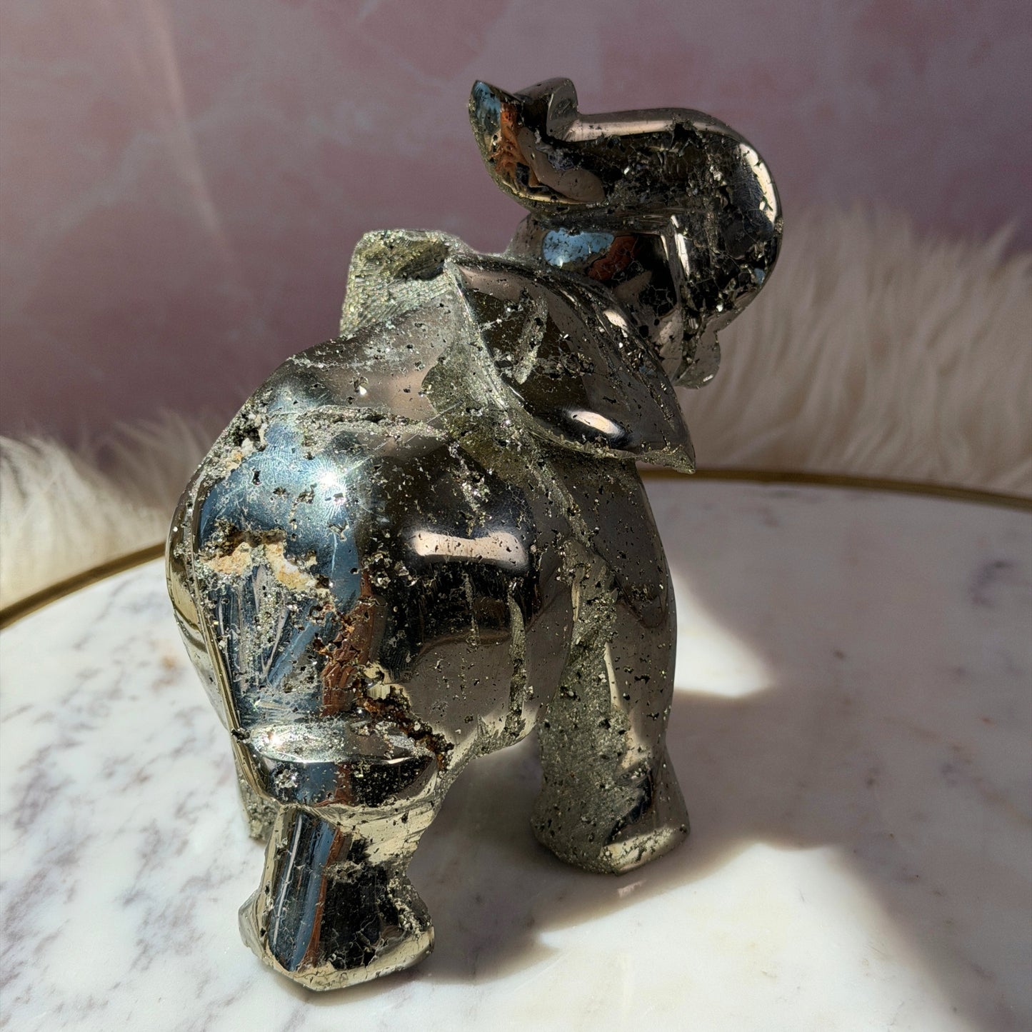 Pyrite Elephant Carving 3.5lb | Natural Peru Crystal Decor