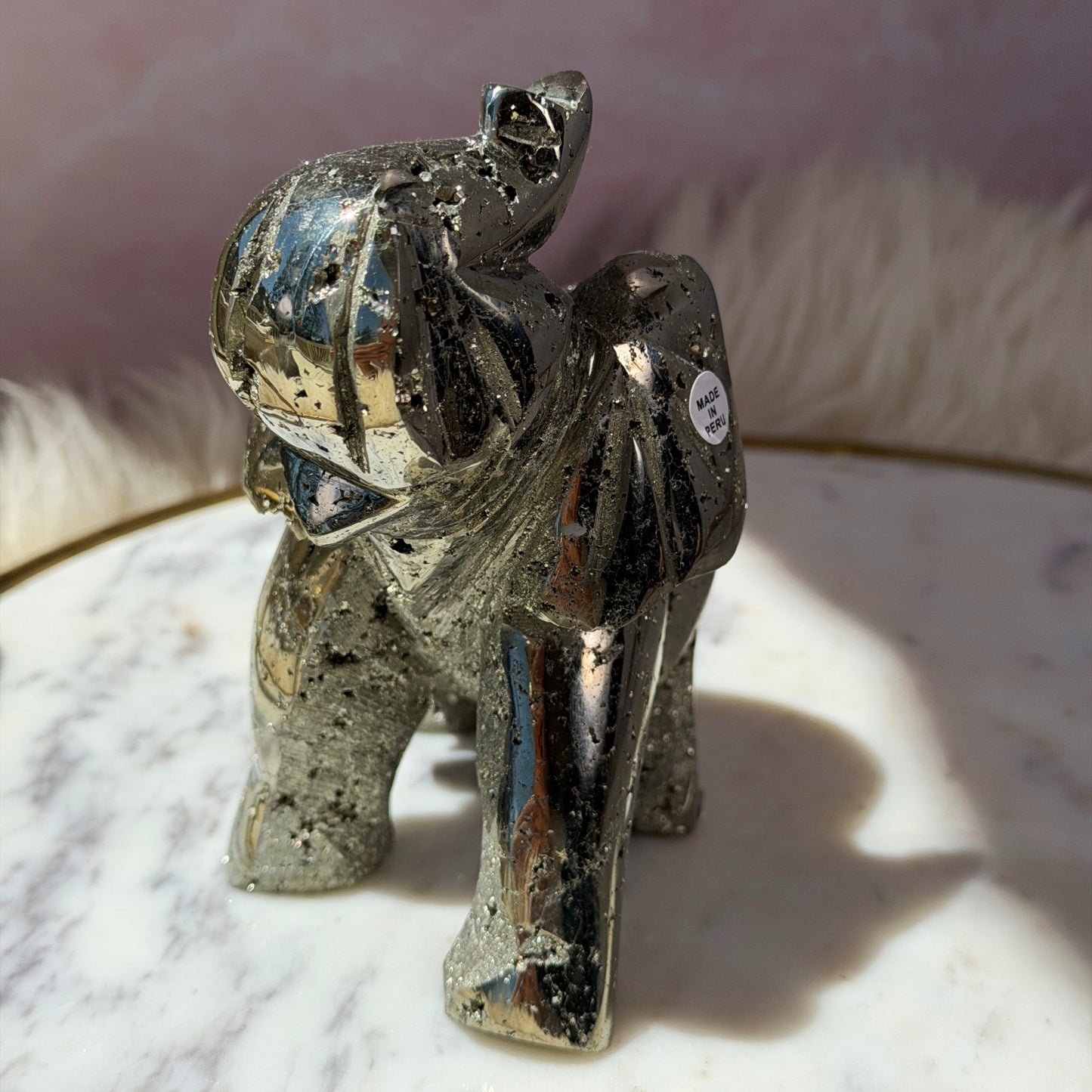 Pyrite Elephant Carving 3.5lb | Natural Peru Crystal Decor