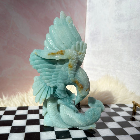 Blue Aragonite Eagle Carving 2.13lb | Hand-Carved Crystal from China