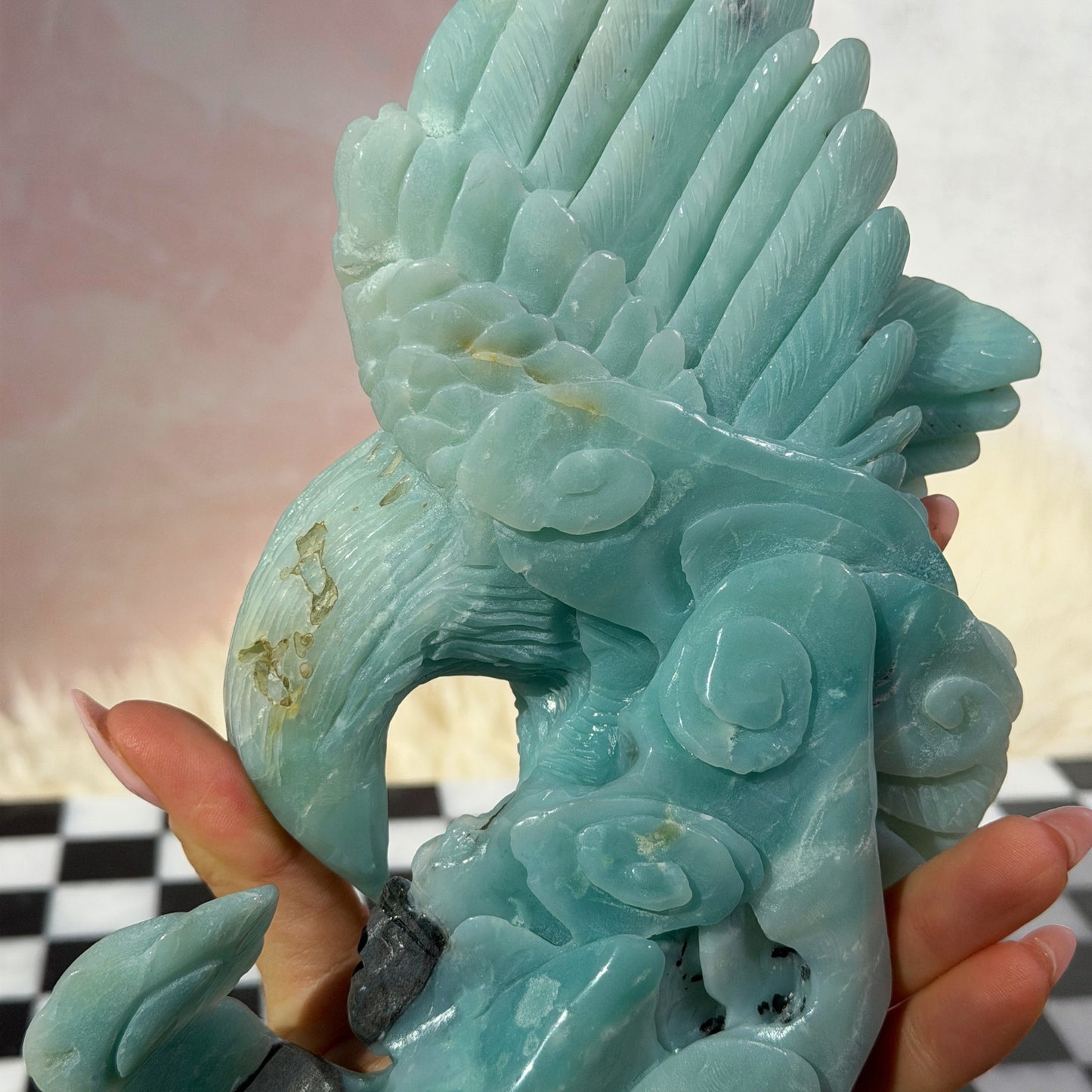 Blue Aragonite Eagle Carving 2.13lb | Hand-Carved Crystal from China