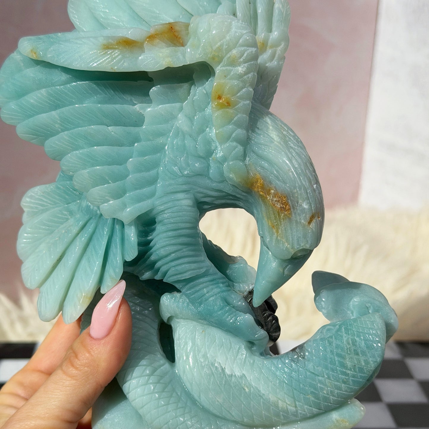 Blue Aragonite Eagle Carving 2.13lb | Hand-Carved Crystal from China