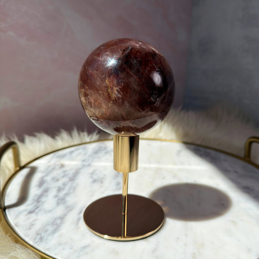 Fire Quartz Sphere on Gold Stand 1.9lb | Natural Brazil Crystal