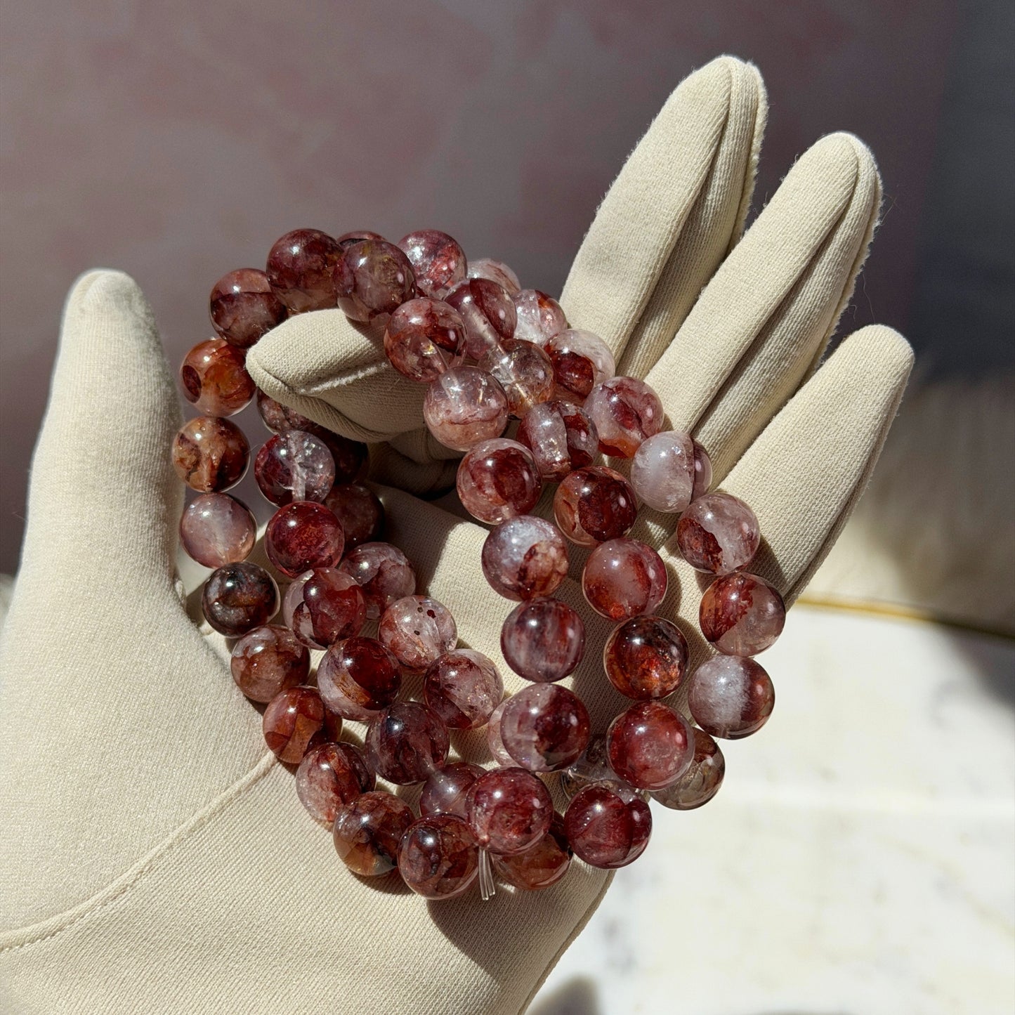 Fire Quartz Beaded Bracelet AAA Quality (Bead Size: 10–11 mm)