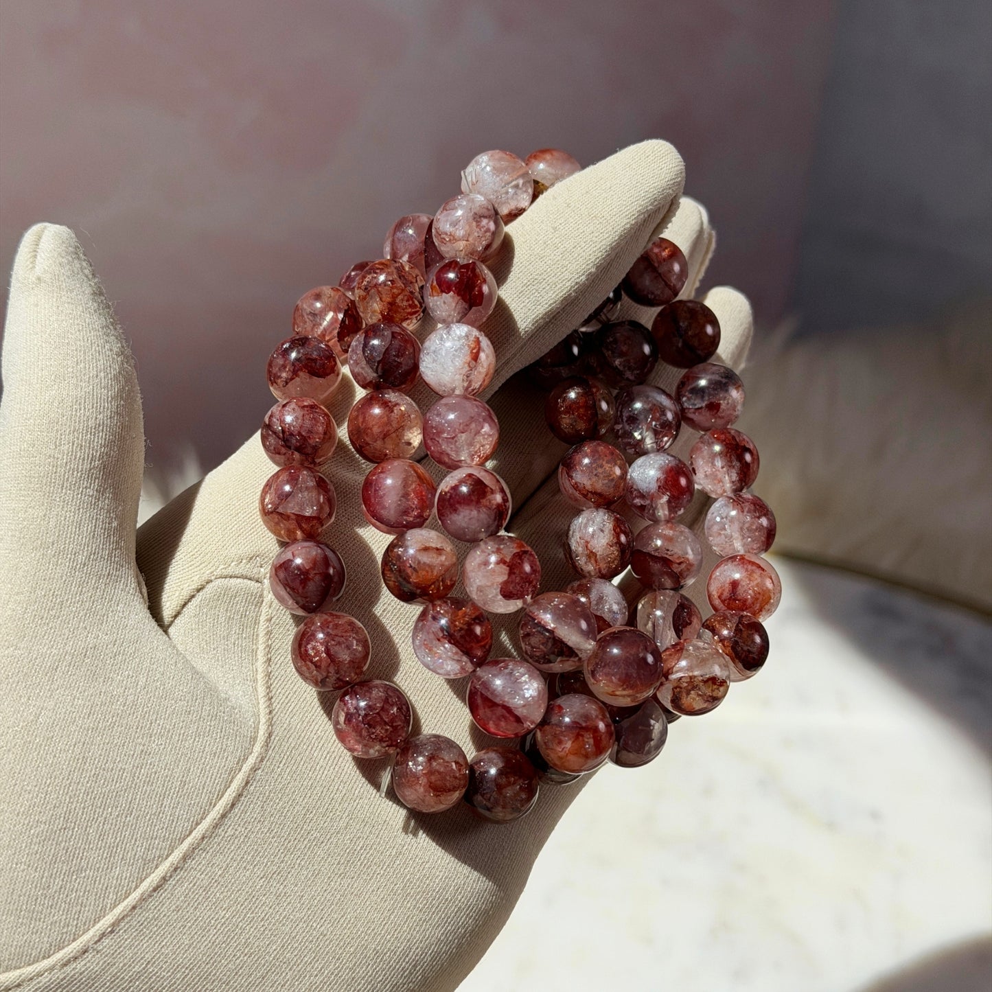 Fire Quartz Beaded Bracelet AAA Quality (Bead Size: 10–11 mm)