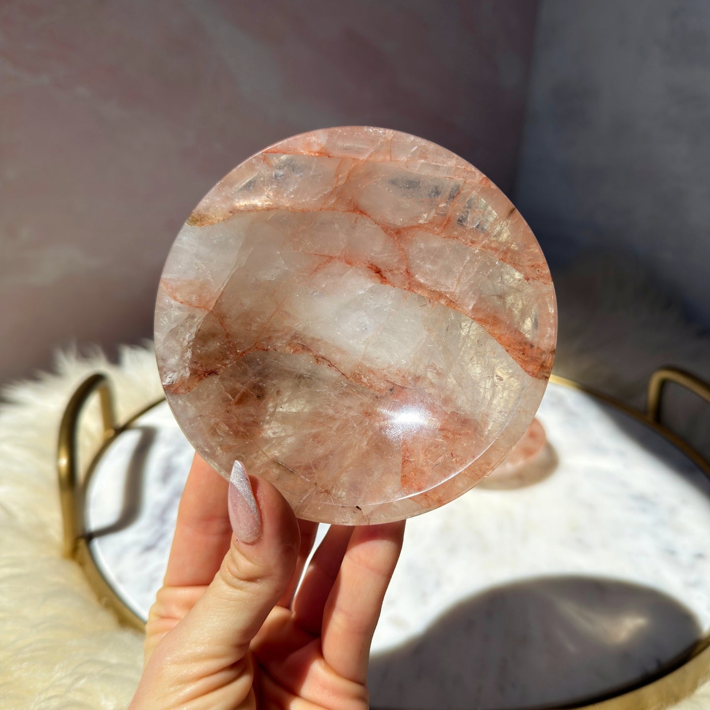 Fire Quartz Crystal Dish | Natural Brazil Gemstone Bowl