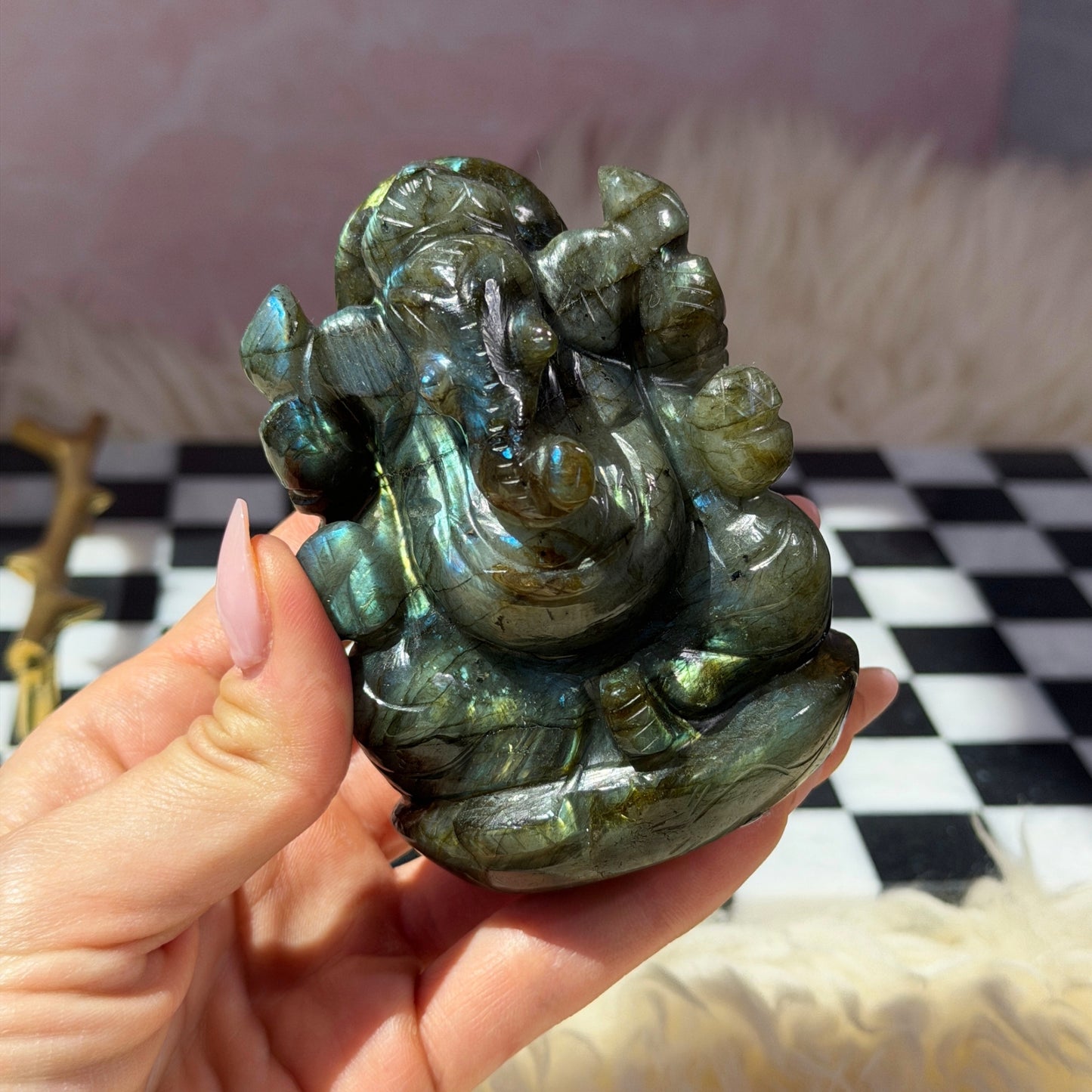 Labradorite Ganesh Carving 317g | Natural India Crystal