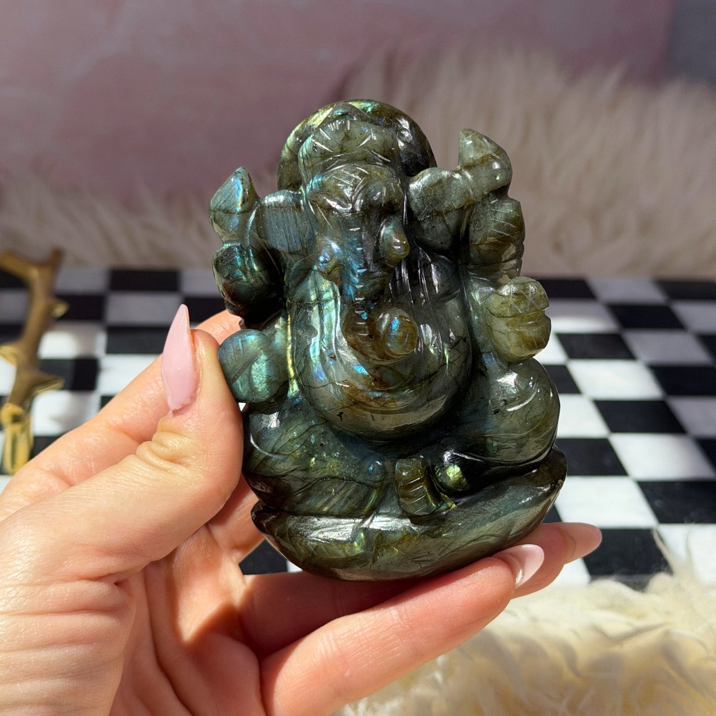 Labradorite Ganesh Carving 317g | Natural India Crystal