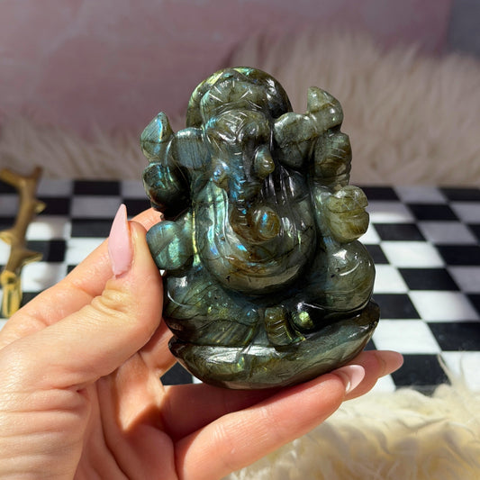 Labradorite Ganesh Carving 317g | Natural India Crystal