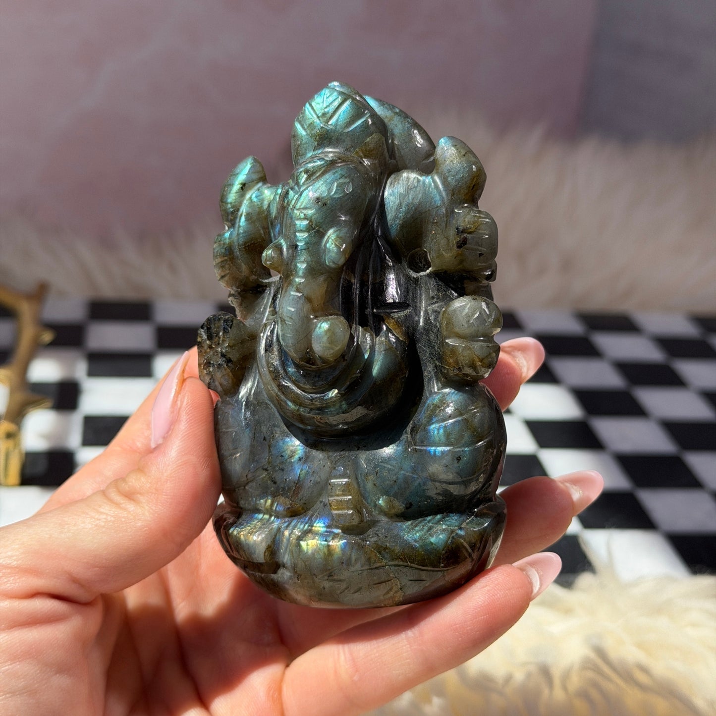Labradorite Ganesh Carving 326g | Natural India Crystal