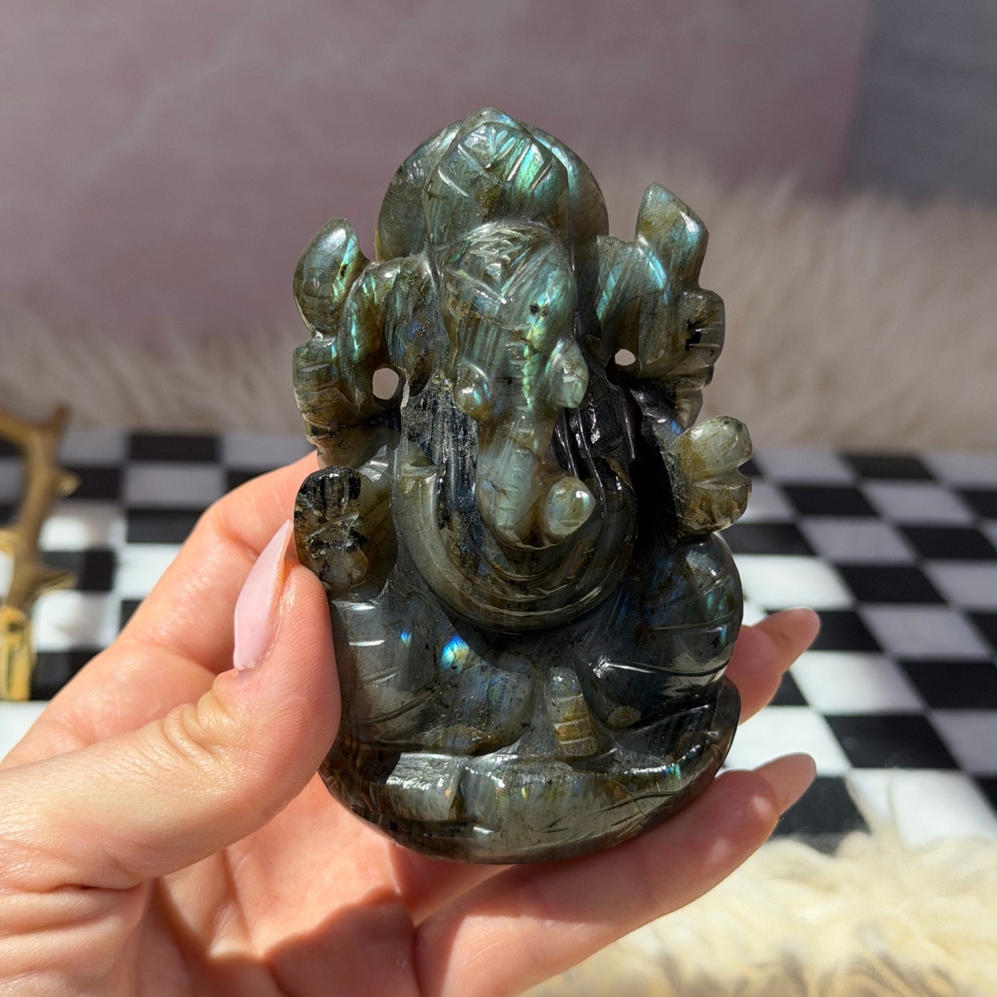 Labradorite Ganesh Carving 326g | Natural India Crystal