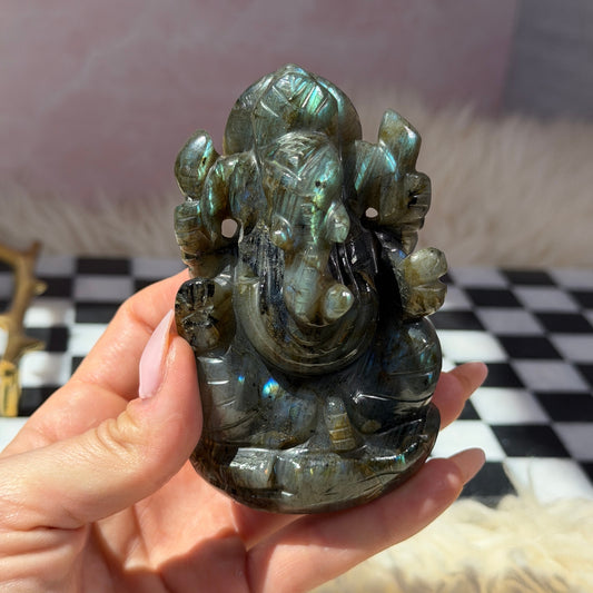 Labradorite Ganesh Carving 326g | Natural India Crystal
