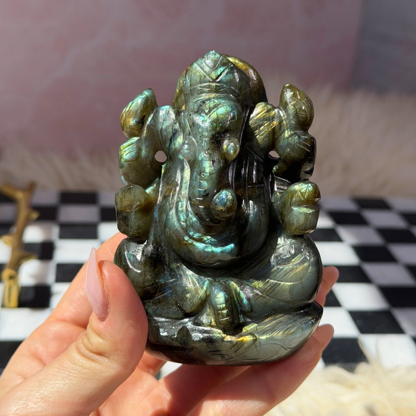 Labradorite Ganesh Carving 354g | Natural India Crystal