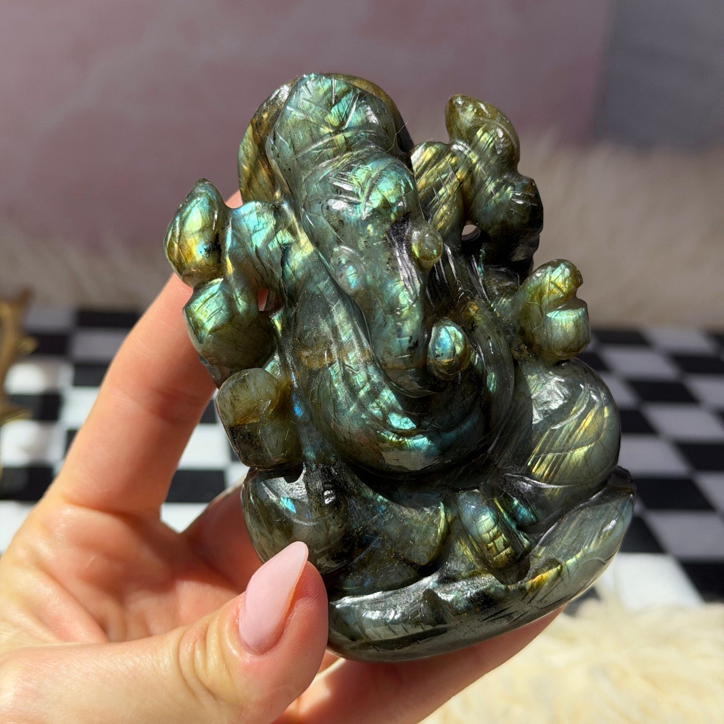 Labradorite Ganesh Carving 354g | Natural India Crystal