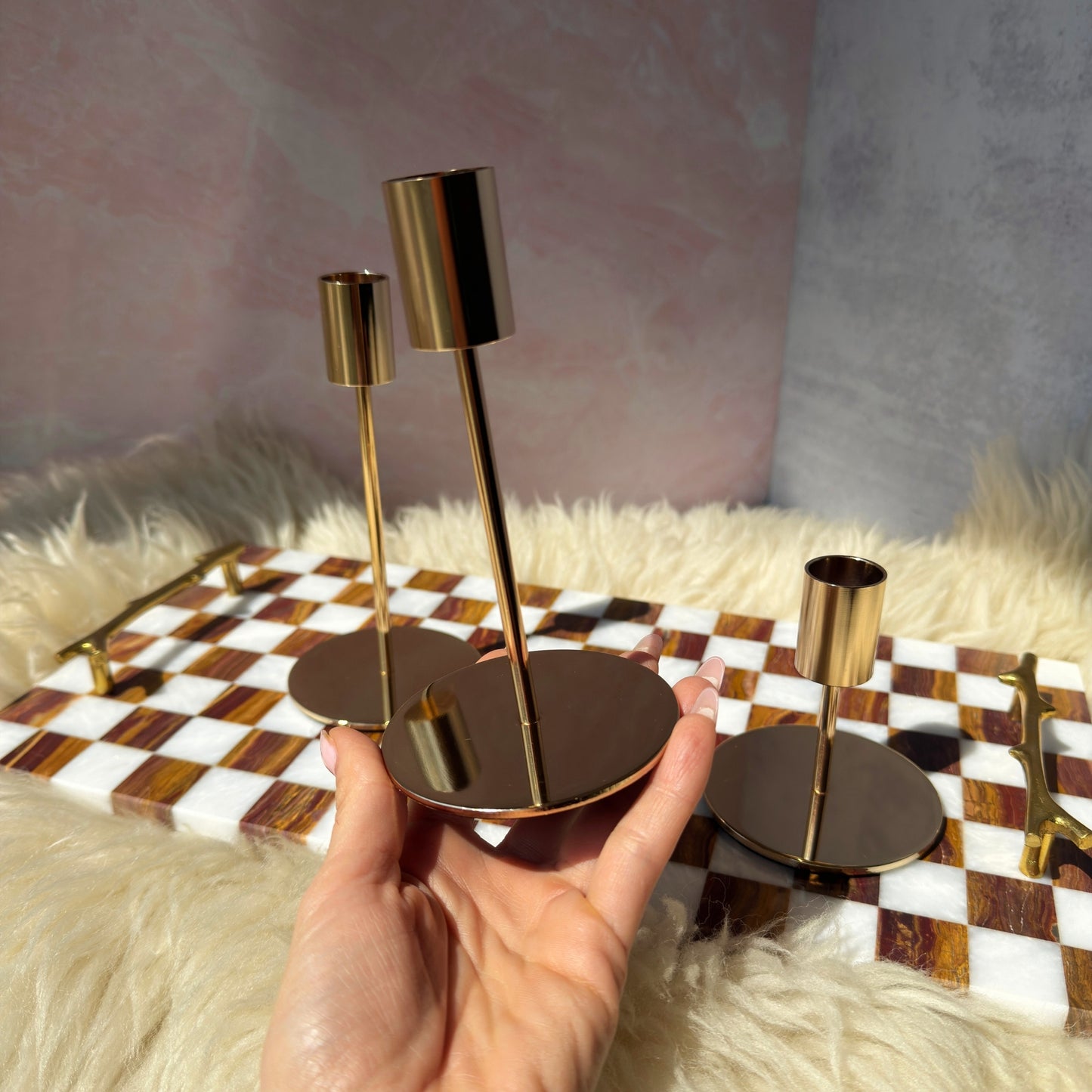 Gold Metal Crystal Display Stand | 3.5–6.5 Inch Sizes