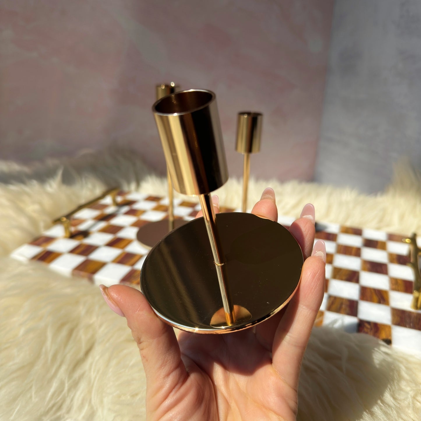 Gold Metal Crystal Display Stand | 3.5–6.5 Inch Sizes