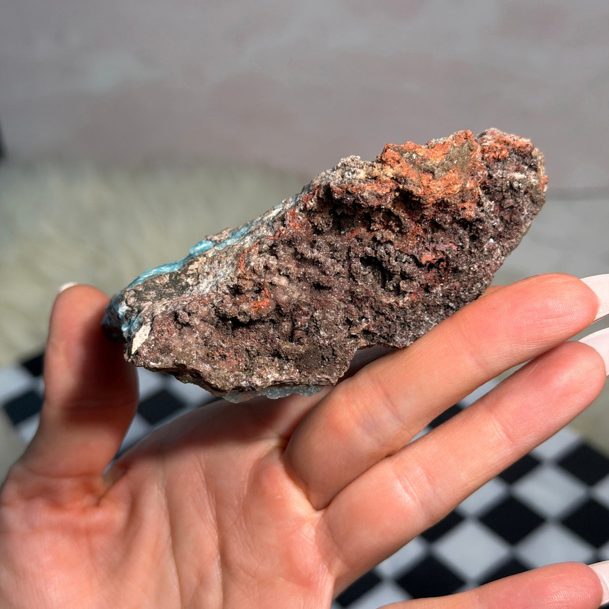 Druzy Hemimorphite on Gold Stand Natural Congo Mineral Specimen