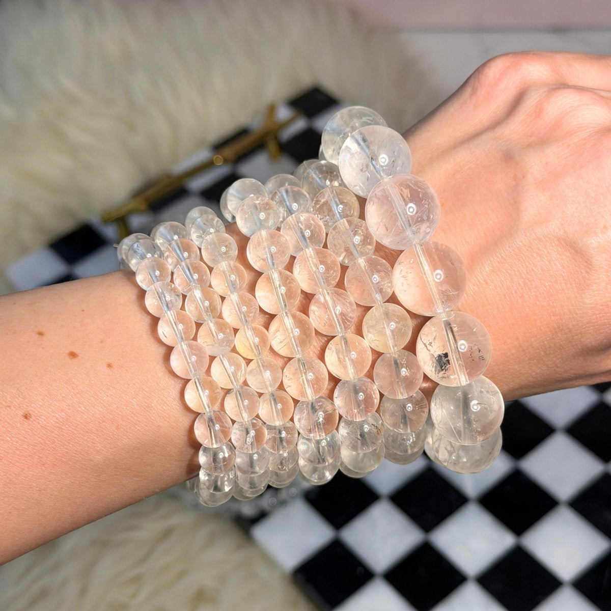 Himalayan Quartz Beaded Bracelet (Bead size: 7-16mm)