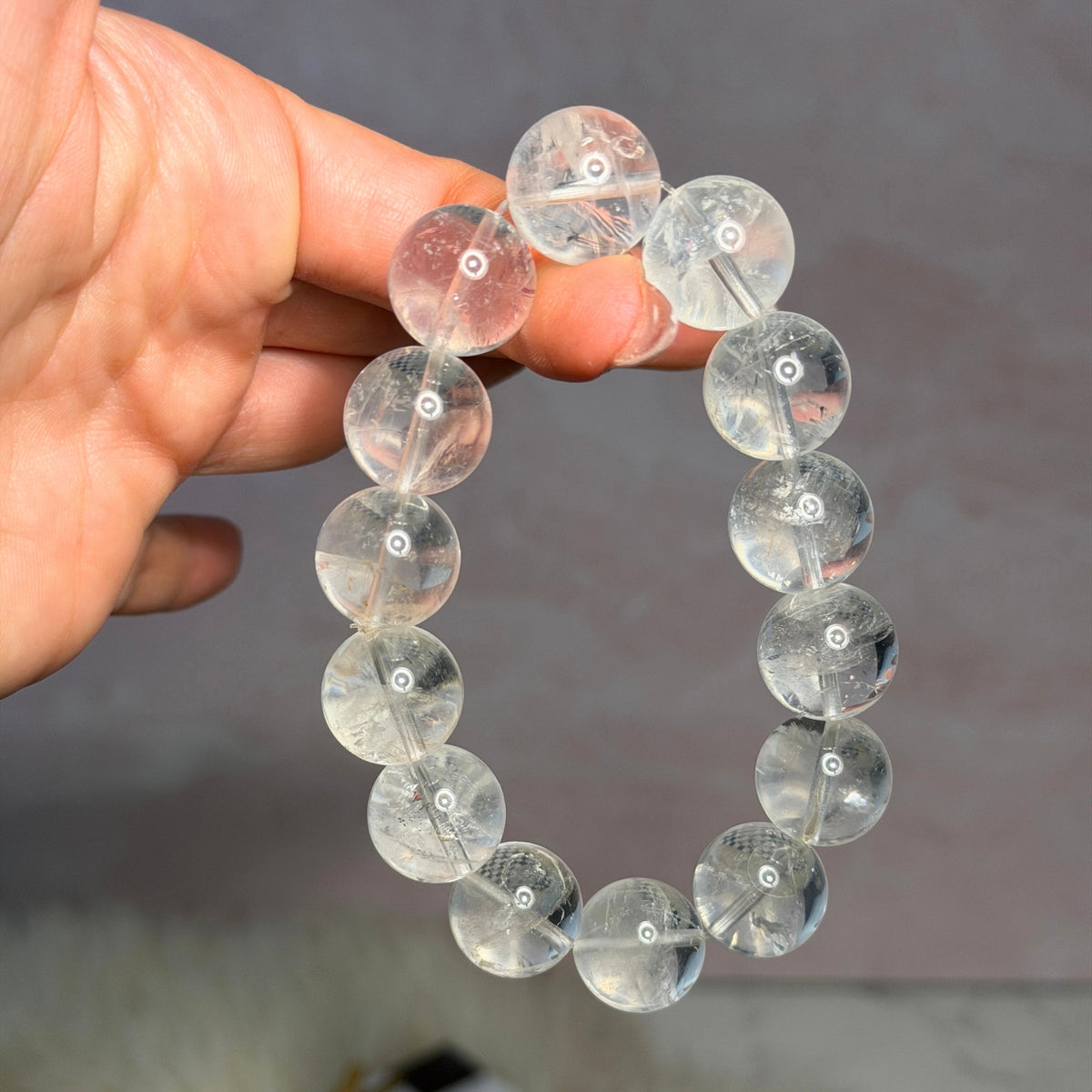 Himalayan Quartz Beaded Bracelet (Bead size: 7-16mm)