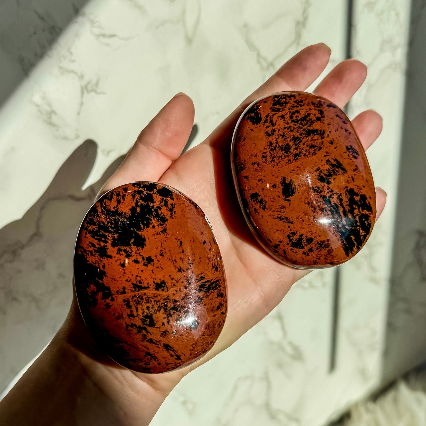 Mahogany Obsidian Palm Stones